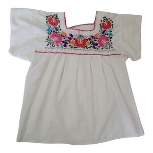 Embroidered Floral Mexican Style Boho Top